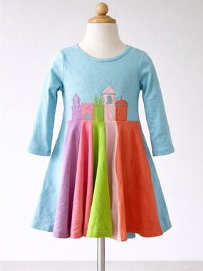Lemon Loves Lime 2T Colorful Castle Print Dress